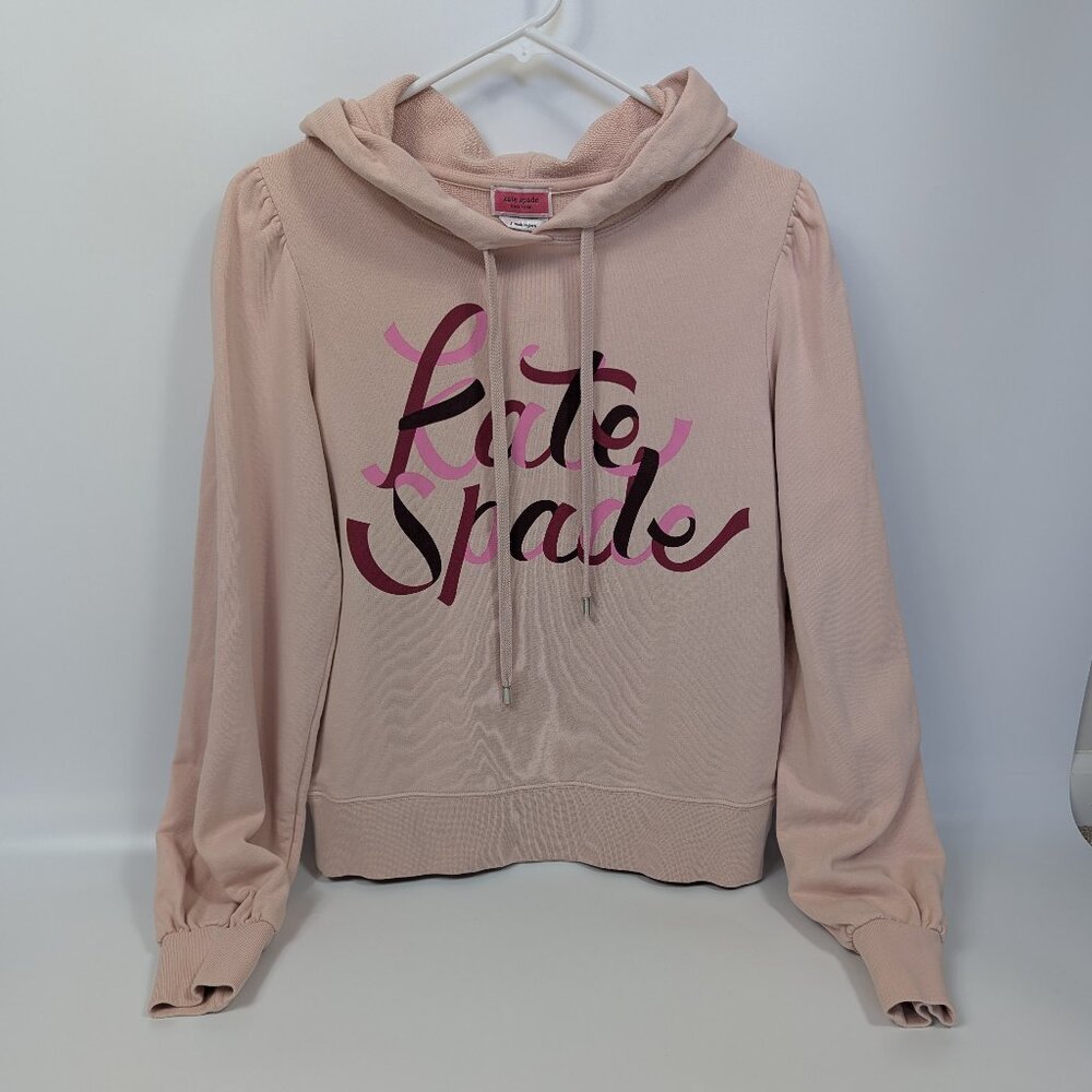 Kate Spade Ribbon Logo Hoodie Spell Out 100% Cotton Women's Small